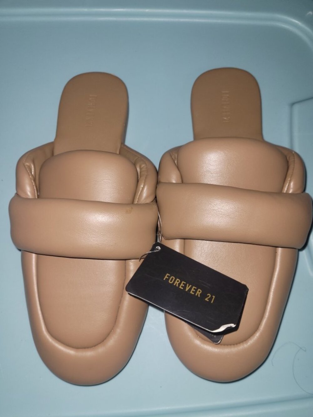 Forever 21 Padded Faux Leather Mule Slides Size: 7.5